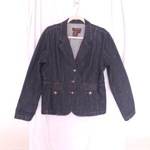Yuva Navy Blue Button Long Sleeve Denim Jean Jacket Size XL